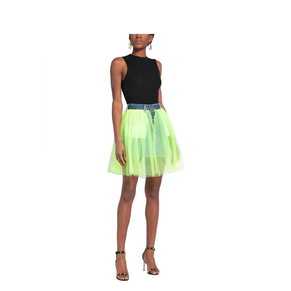 Women's Denim Lime Green Designer Skirt by Shopart, size 28, NWOT
